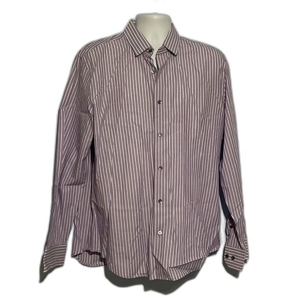 Express Purple Stripe Modern Fit XL Dress Shirt - Picture 2 of 8